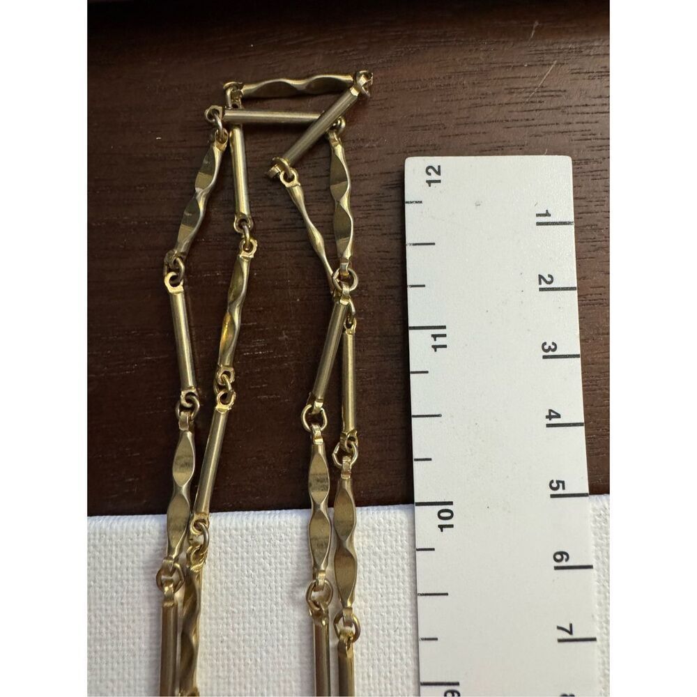 Vintage Y2K Womens Gold Tone Extra Long Twisty Beaded Lariat Rope Necklace Layer - Picture 3 of 3